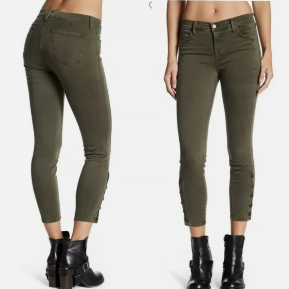 J Brand Suvi Jungle Cropped Jeans w/ Button Accent Size 24 ~Miltary Style Casual